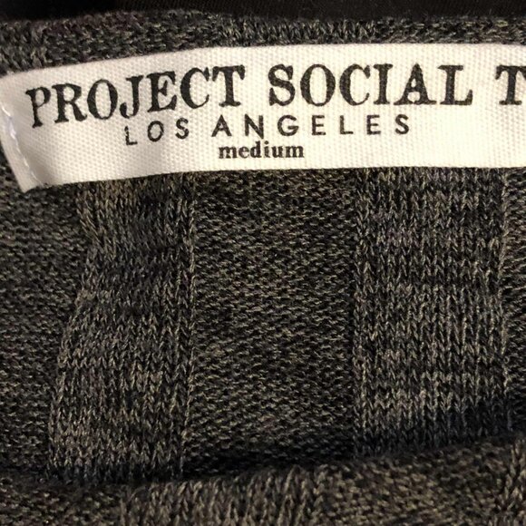 NWT PROJECT SOCIAL T Retrograde Long Sleeve Rib Tee Sweater Charcoal M - Picture 4 of 5